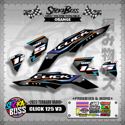 CLICK 125 V3 DECALS ( 2023 TERBARU VARIO ) [ PREMIUM GLOSSY LAMINATED ]【WITH FREEBIES】