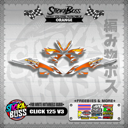CLICK 125 V3 DECALS ( FOR WHITE HOTWHEELS VARIO )【WITH FREEBIES】