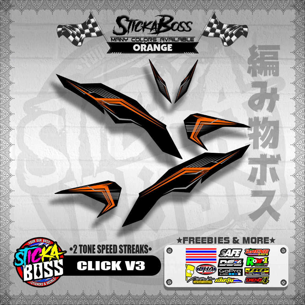 CLICK V3 DECALS ( 2 TONE SPEED STREAKS )【WITH FREEBIES】