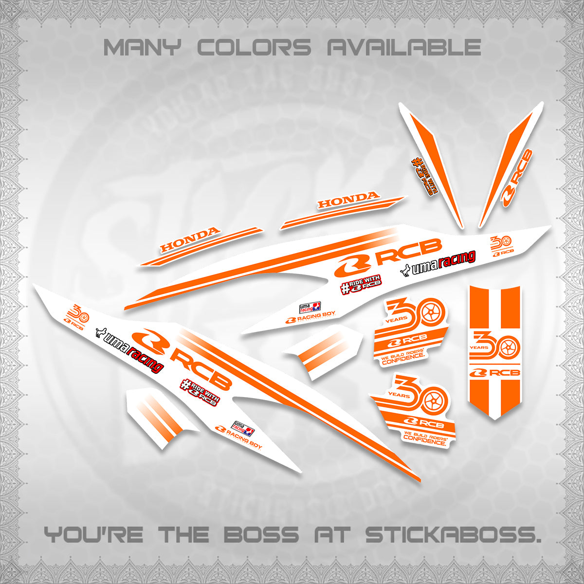 CLICK 125 V2 FOR WHITE DECALS (2026 30TH ANNIVERSARY RACING DESIGN) STICKER DECALS BY STICKABOSS