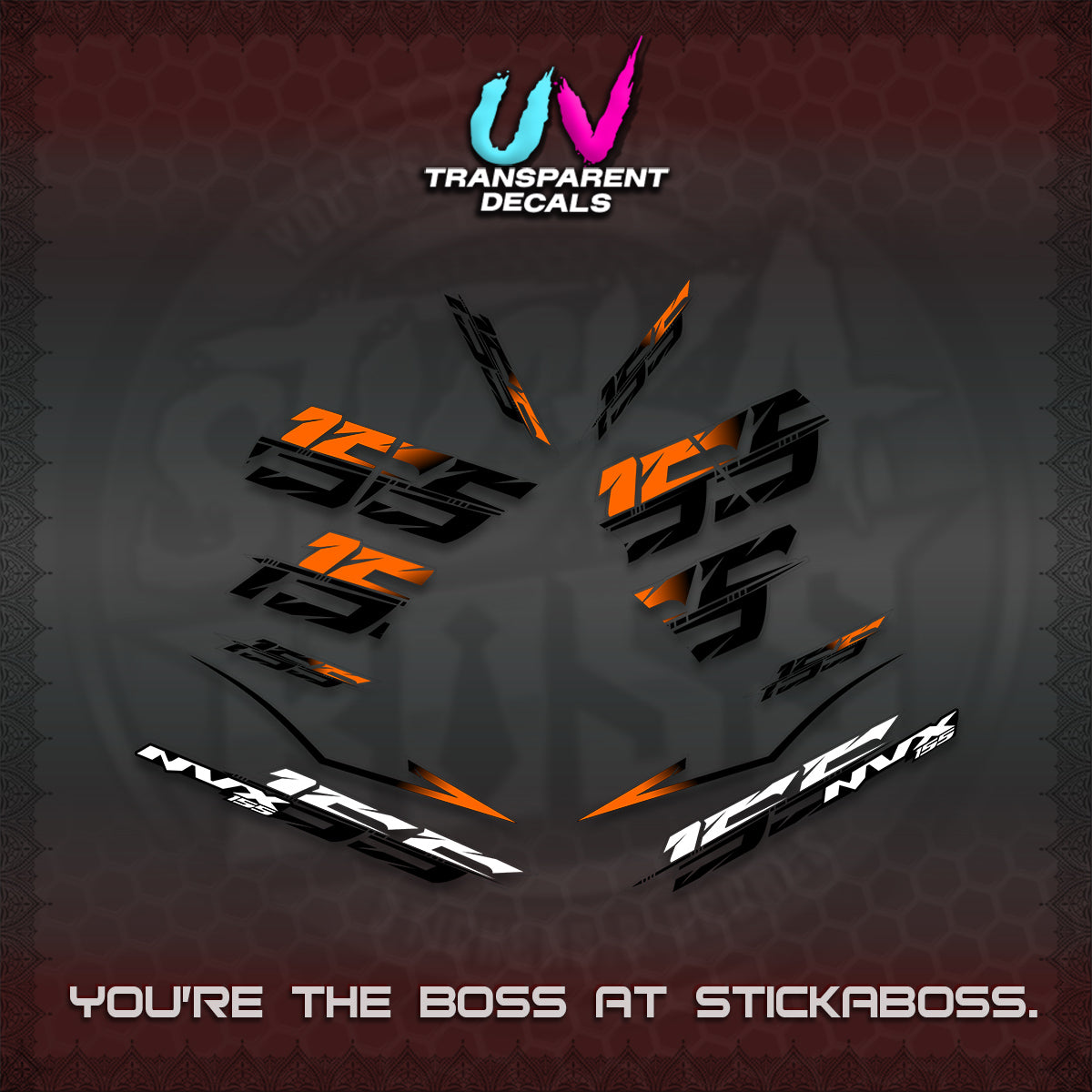 AEROX 155 V2 UV TRANSPARENT DECALS (2026 NVX VIETNAM) STICKER KITS BY STICKABOSS