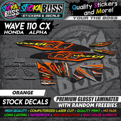 Honda Wave 110 Alpha CX (Stock Decals)【PREMIUM GLOSSY LAMINATED】