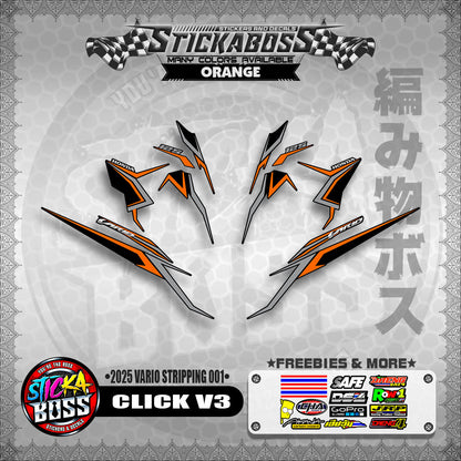 CLICK V3 STICKER DECALS ( 2025 VARIO STRIPPING 001 )【WITH FREEBIES】