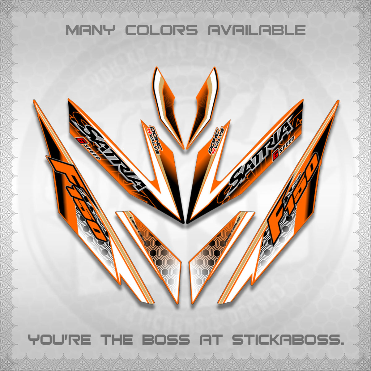 RAIDER 150 Fi SATRIA DECALS (NEW DESIGN 11 11)STICKER DECALS By STICKABOSS