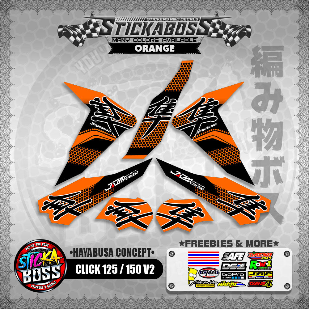 CLICK 125 / 150 V2 STICKER DECALS ( HAYABUSA CONCEPT )【WITH FREEBIES】