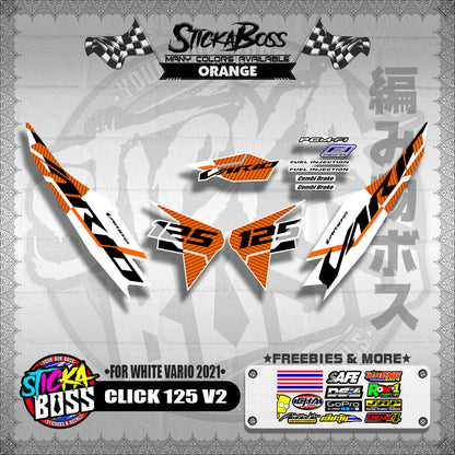 CLICK 125 V2 DECALS ( FOR WHITE VARIO 2021 )【WITH FREEBIES】