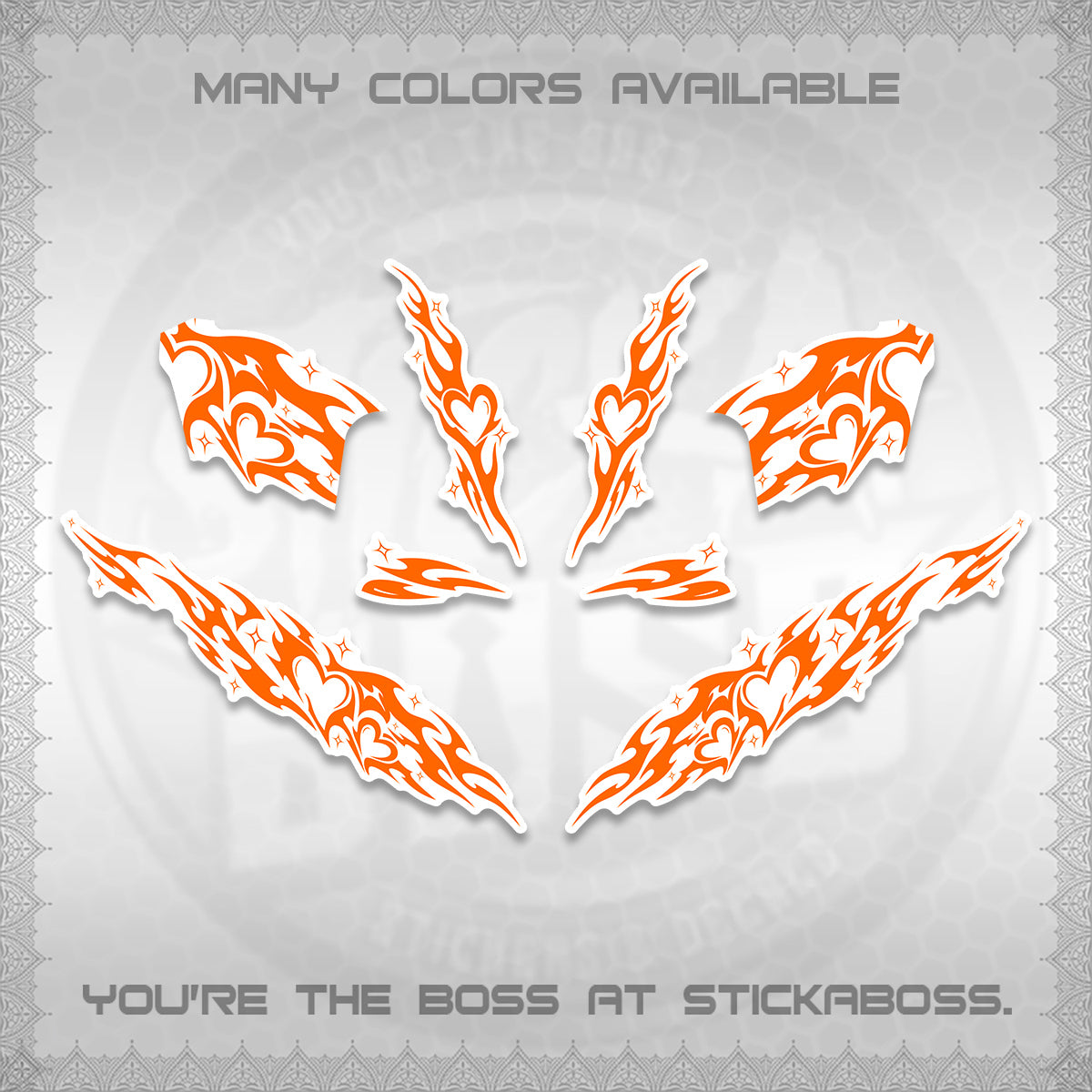 CLICK 125 V2 FOR WHITE DECALS (2026 STRIPING HEART DESIGN) STICKER KITS BY STICKABOSS