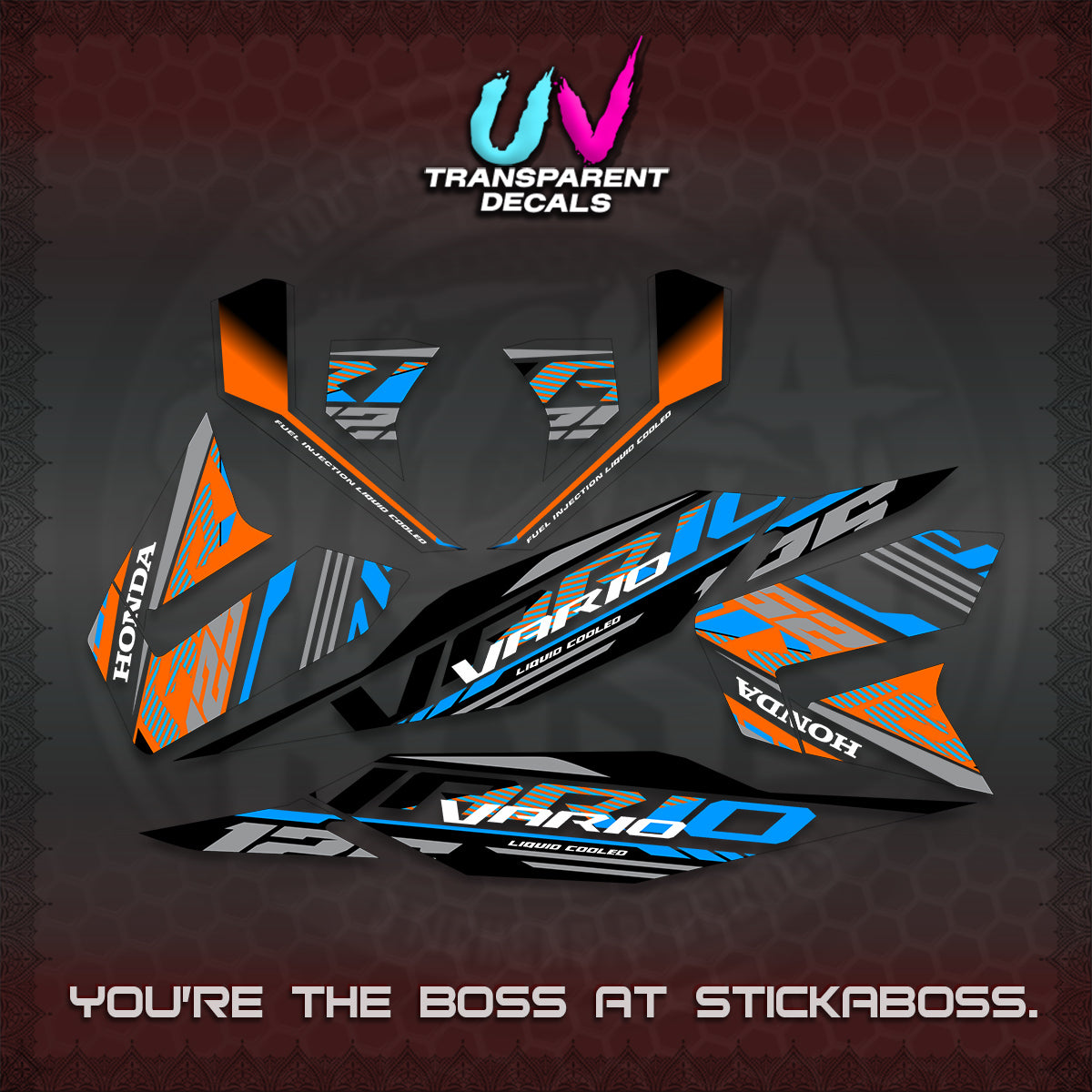 CLICK 125 V4 MALAY VARIO UV TRANSPARENT  DECALS (2026 VV12 DESIGN) STICKER KITS By STICKABOSS