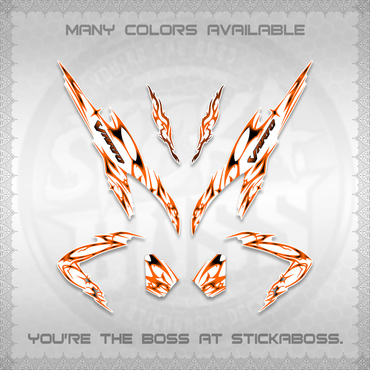 CLICK 125 V2 VARIO FOR WHITE DECALS (2026 TRIBAL LIGHTNING DESIGN) STICKER KITS BY STICKABOSS