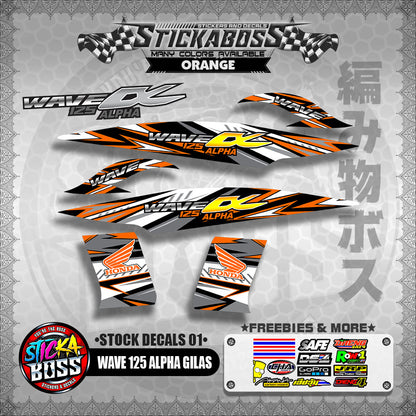 WAVE 125 ALPHA GILAS ( STOCK DECALS 01 )【WITH FREEBIES】