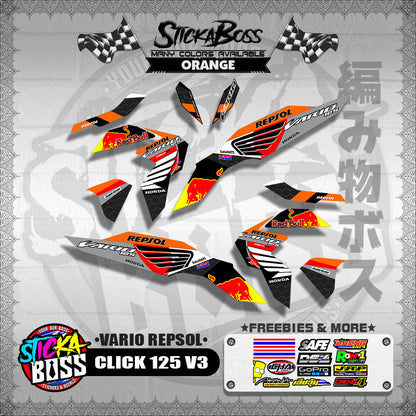 CLICK 125 V3 DECALS ( VARIO REPSOL )【WITH FREEBIES】