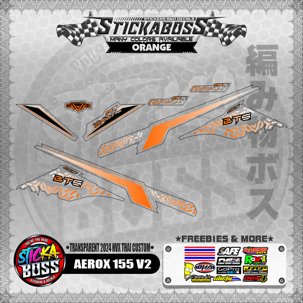 【PREMIUM UV PRINT】TRANSPARENT AEROX 155 V2 DECALS ( 2024 NVX THAI CUSTOM )【WITH FREEBIES】