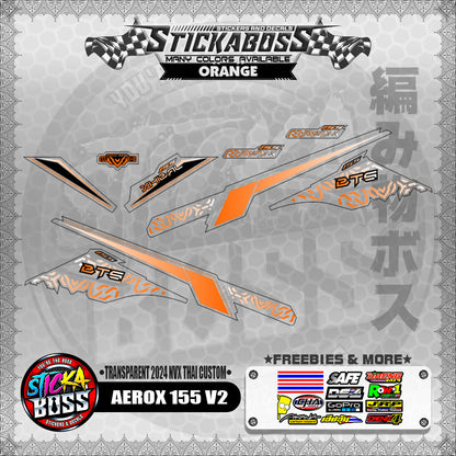 【PREMIUM UV PRINT】TRANSPARENT AEROX 155 V2 DECALS ( 2024 NVX THAI CUSTOM )【WITH FREEBIES】