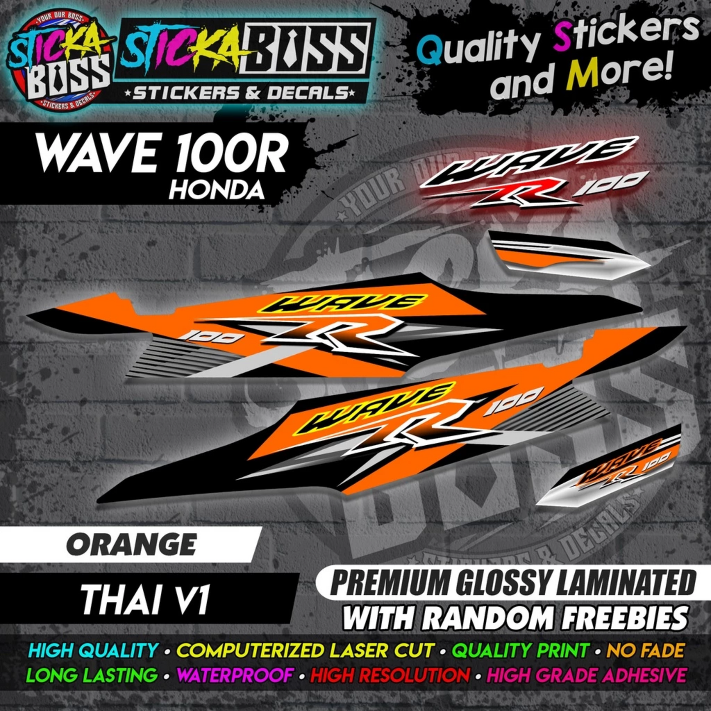 HONDA WAVE 100 R (THAI V1) [STOCK DECALS]【PREMIUM GLOSSY LAMINATED】