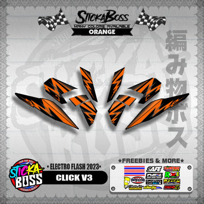 CLICK V3 DECALS ( ELECTRO FLASH 2023 ) [ PREMIUM GLOSSY LAMINATED ]【WITH FREEBIES】