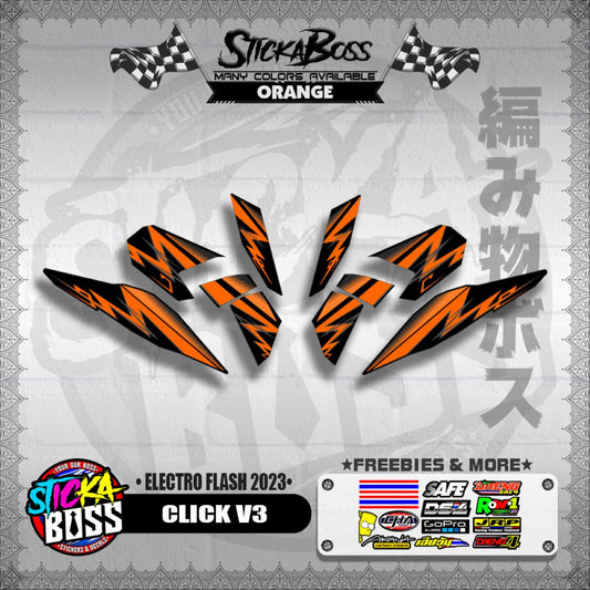 CLICK V3 DECALS ( ELECTRO FLASH 2023 ) [ PREMIUM GLOSSY LAMINATED ]【WITH FREEBIES】