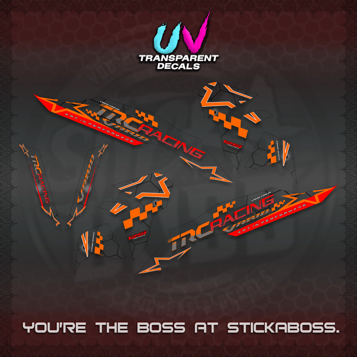 CLICK V3 UV TRANSPARENT DECALS (2026 TRC RACING DESIGN)STICKER DECALS By STICKABOSS