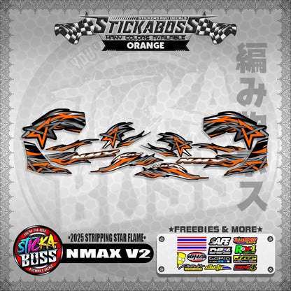 NMAX V2 STICKER DECALS ( 2025 STRIPPING STAR FLAME )【WITH FREEBIES】