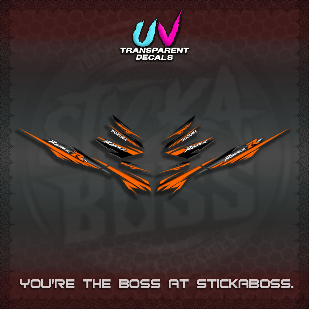 【PREMIUM UV PRINT】TRANSPARENT RAIDER 150 FI SATRIA  DECALS (MINIMALIST 0016 DESIGN)By STICKABOSS