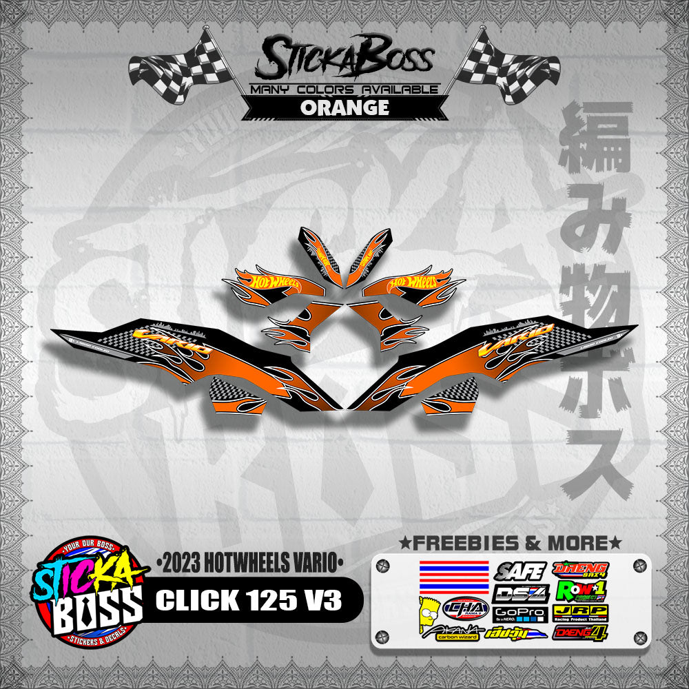 CLICK 125 V3 DECALS ( 2023 HOTWHEELS VARIO )【WITH FREEBIES】