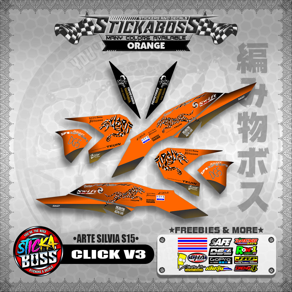 CLICK V3 STICKER DECALS ( ARTE SILVIA S15 )【WITH FREEBIES】