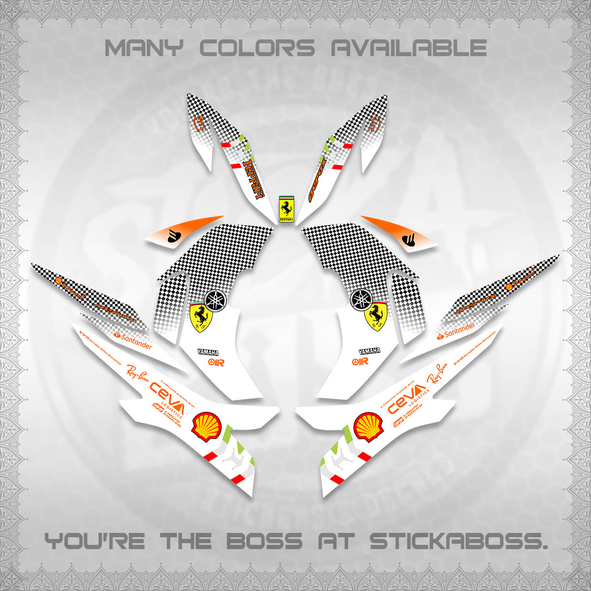 AEROX V2 FOR WHITE DECALS (2026 HORSE RACE DESIGN) STICKER DECALS By STICKABOSS