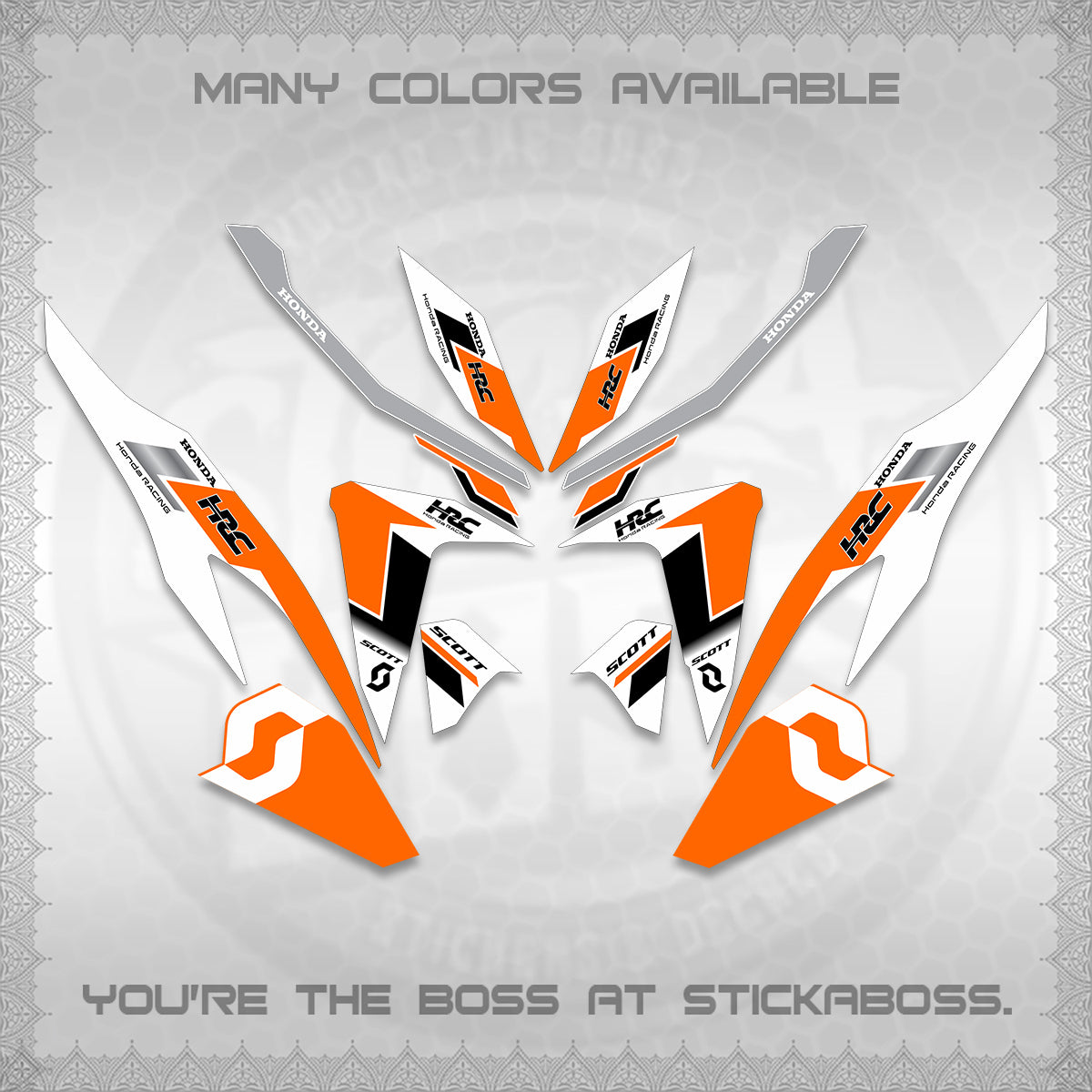 CLICK V2 FOR WHITE DECALS (SCOTTxHRC DESIGN) STICKER KITS By STICKABOSS
