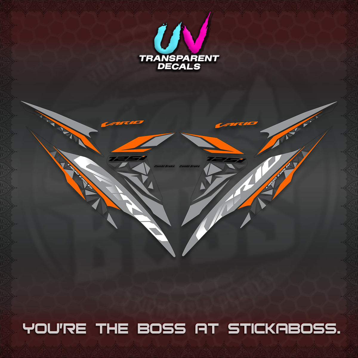 CLICK 125 V2 VARIO UV TRANSPARENT DECALS (2018–2022 STYLE DESIGN) STICKER DECALS BY STICKABOSS