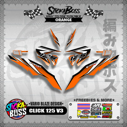 CLICK 125 V3 DECALS ( VARIO BLAZE DESIGN )【WITH FREEBIES】