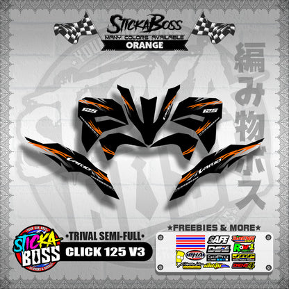 CLICK 125 V3 DECALS ( TRIVAL SEMI-FULL )【WITH FREEBIES】