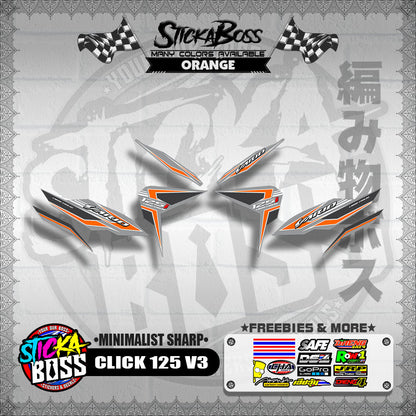 CLICK 125 V3 DECALS ( MINIMALIST SHARP )【WITH FREEBIES】