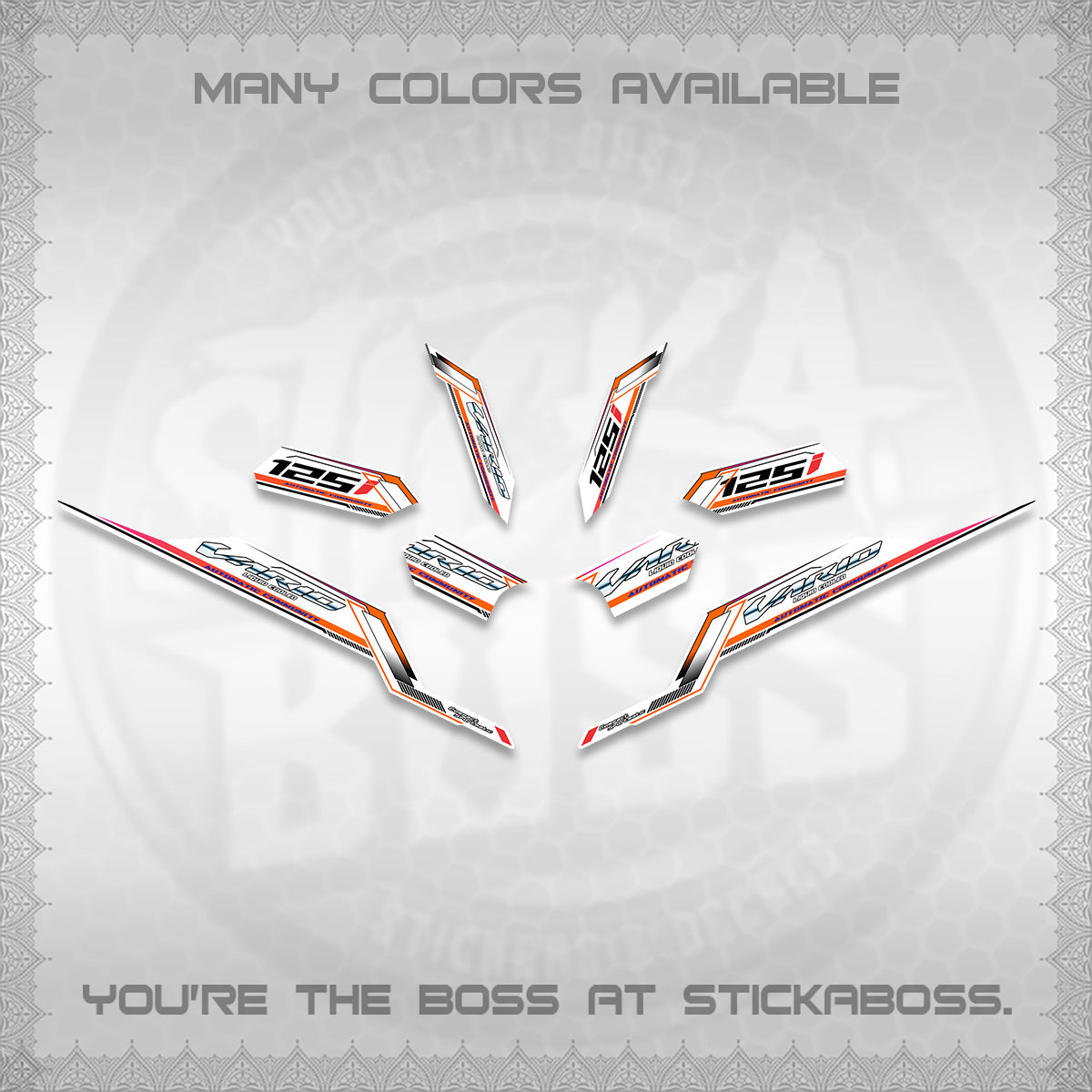 CLICK V3 VARIO STRIPING FOR WHITE DECALS (2026 SPORTS RACE DESIGN) STICKER KITS BY STICKABOSS