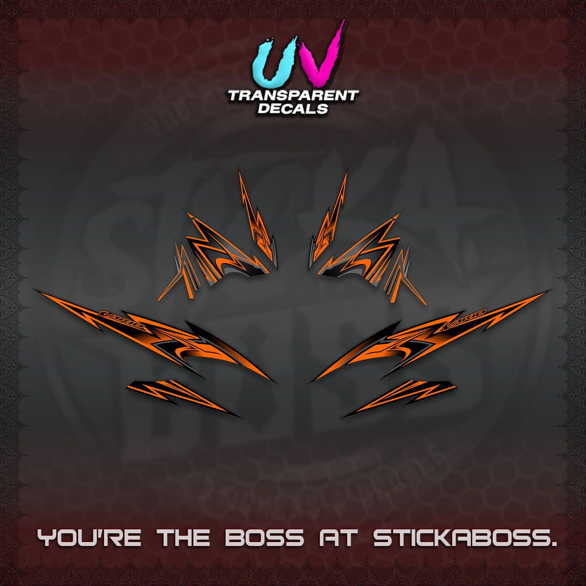 CLICK V4 VARIO UV TRANSPARENT DECALS (2026 SHARP SPIKEY DESIGN) STICKER KITS BY STICKABOSS