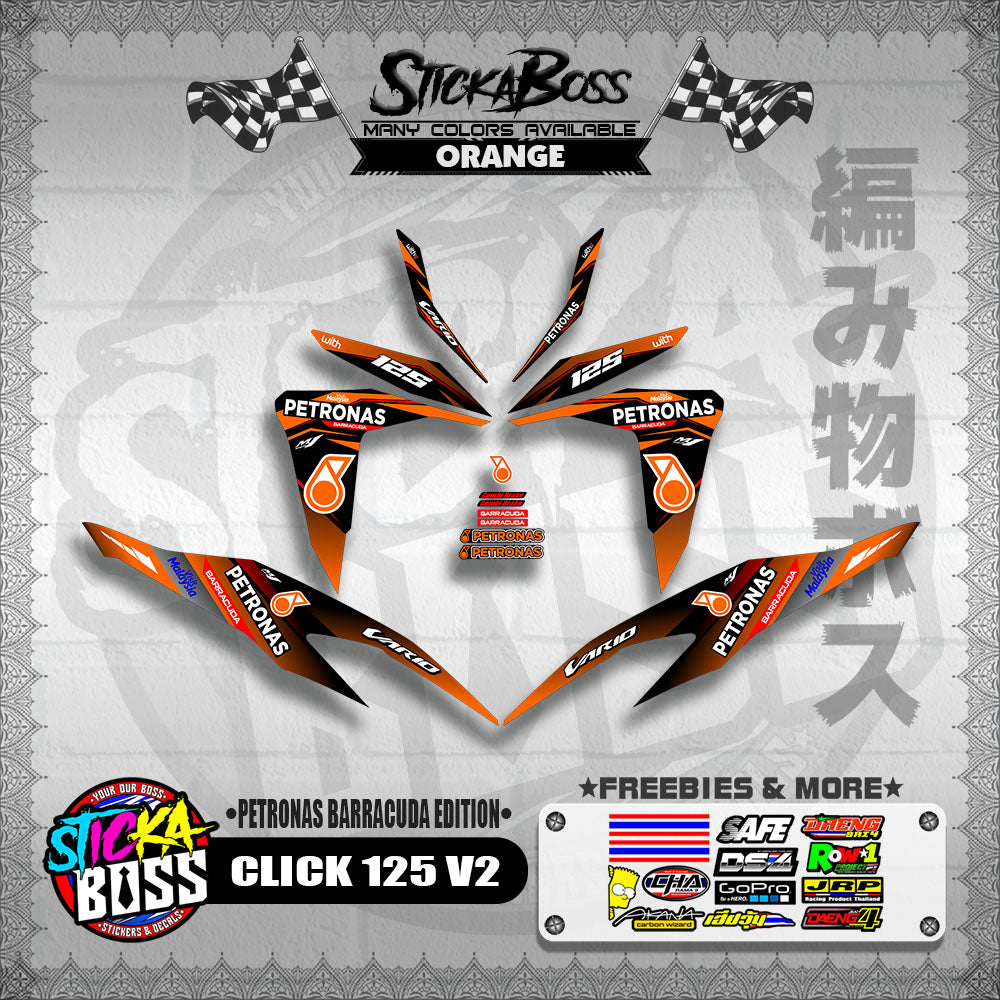 CLICK 125 V2 DECALS ( PETRONAS BARRACUDA EDITION )【WITH FREEBIES】