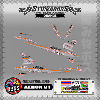【PREMIUM UV PRINT】TRANSPARENT AEROX 155 V1 (  SAKURA INSPIRED )【WITH FREEBIES】