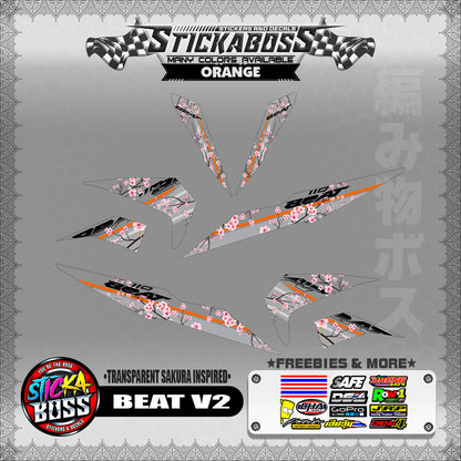 【PREMIUM UV PRINT】TRANSPARENT BEAT FI V2 STICKER DECALS ( SAKURA INSPIRED )【WITH FREEBIES】