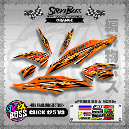 CLICK 125 V3 DECALS ( NTN THAILAND ELECTRIC )【WITH FREEBIES】
