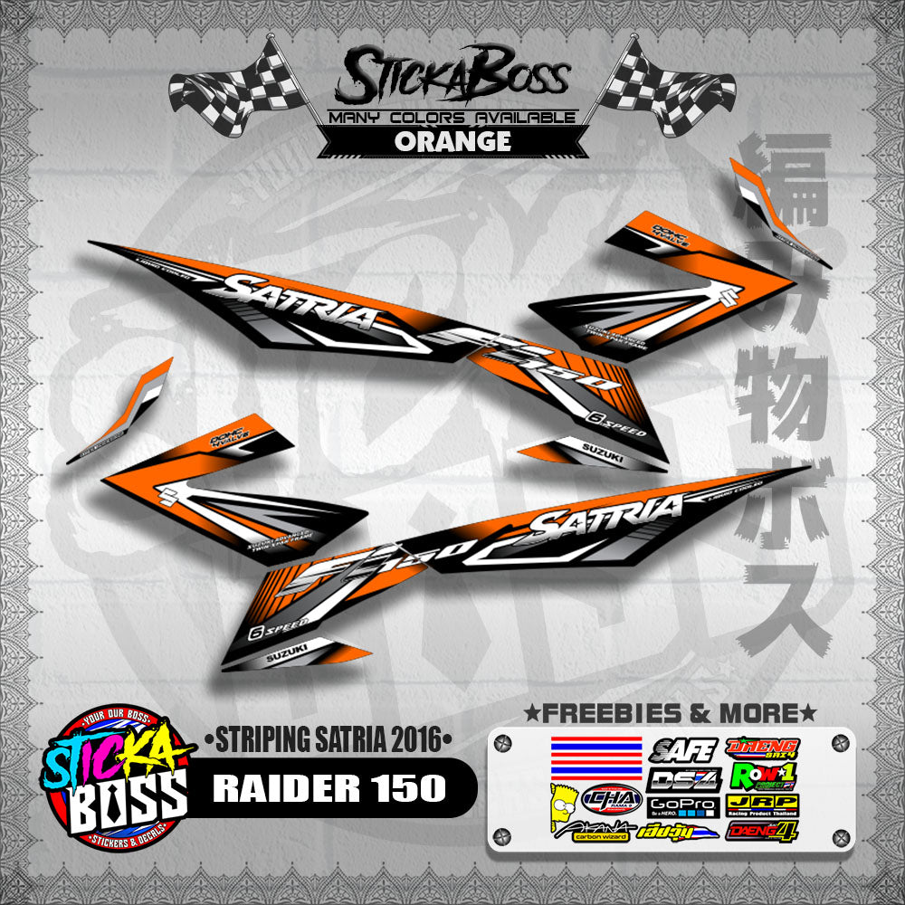 RAIDER 150 DECALS ( STRIPING SATRIA 2016 ) [ PREMIUM GLOSSY LAMINATED ]【WITH FREEBIES】