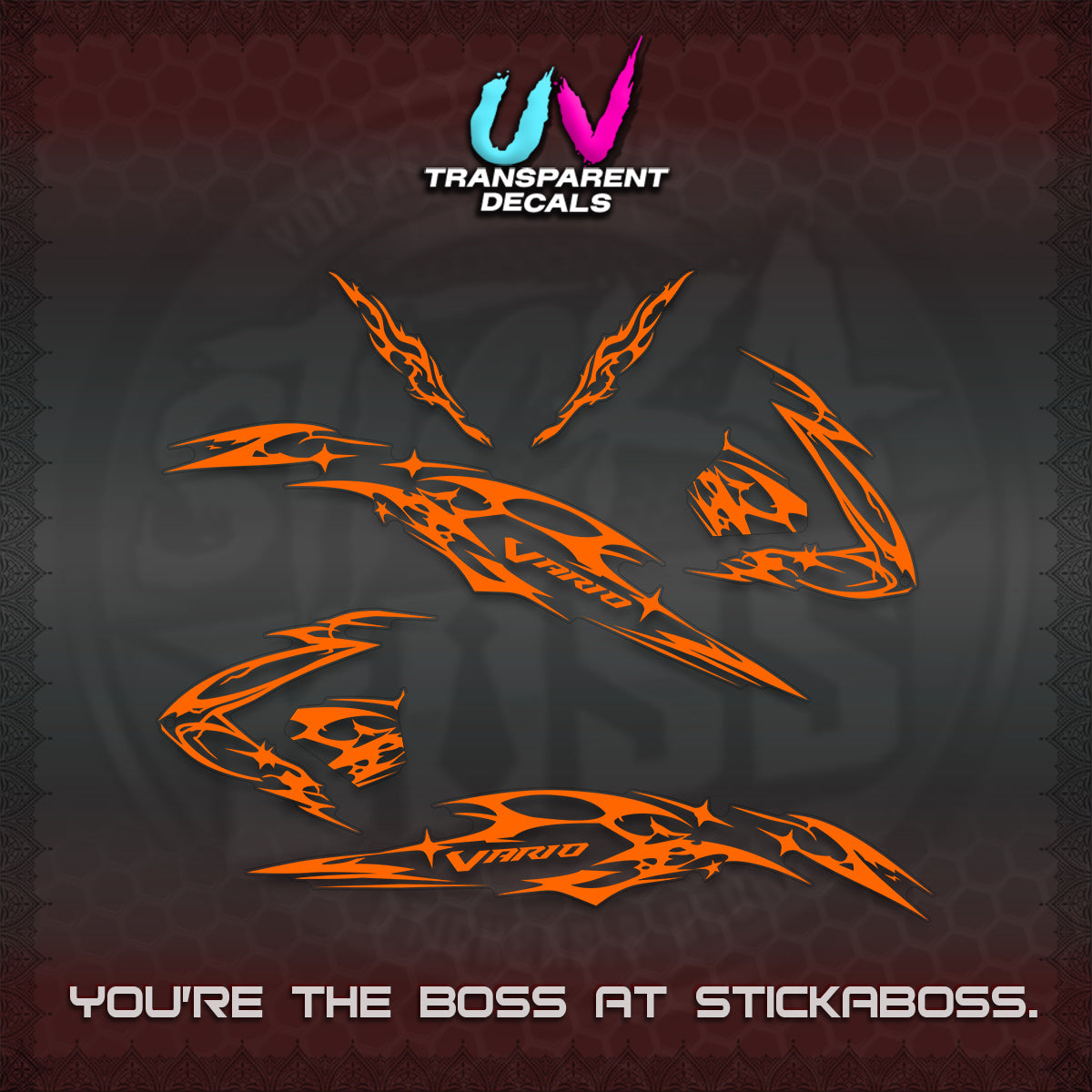CLICK 125 V3 VARIO UV TRANSPARENT DECALS (2026 T1 LIGHTNING DESIGN) STICKER KITS BY STICKABOSS