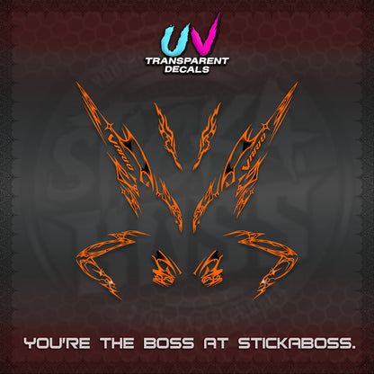 CLICK 125 V2 VARIO UV TRANSPARENT DECALS (2026 TRIBAL LIGHTNING DESIGN) STICKER KITS BY STICKABOSS