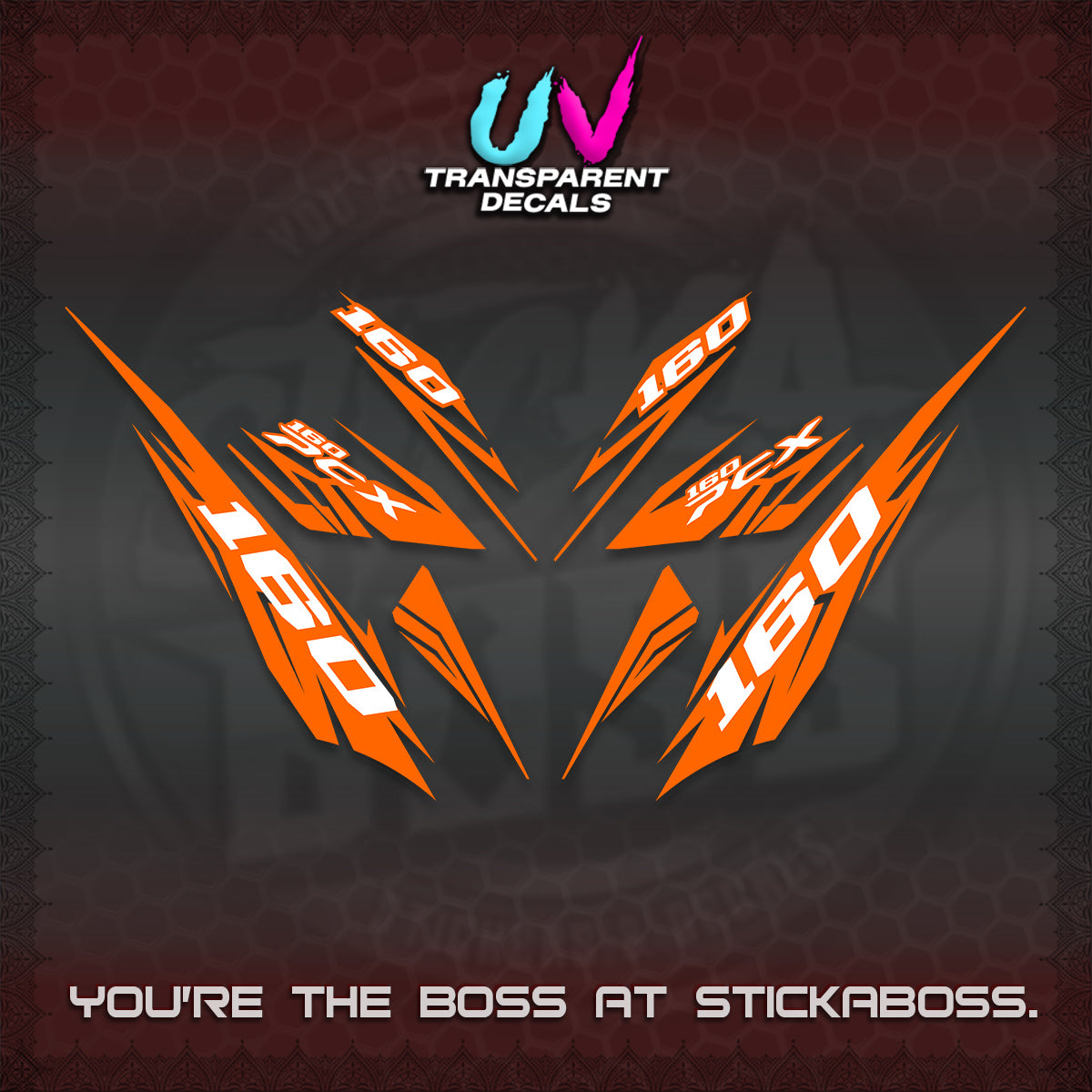 PCX 150 160 INDO UV TRANSPARENT DECALS (2026 NEW 08 DESIGN) STICKER DECALS By STICKABOSS