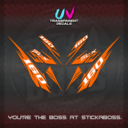 PCX 150 160 INDO UV TRANSPARENT DECALS (2026 NEW 08 DESIGN) STICKER DECALS By STICKABOSS
