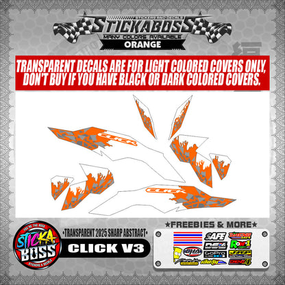 CLICK V3 INDO STICKER DECALS ( TRANSPARENT 2025 SHARP ABSTRACT )【WITH FREEBIES】