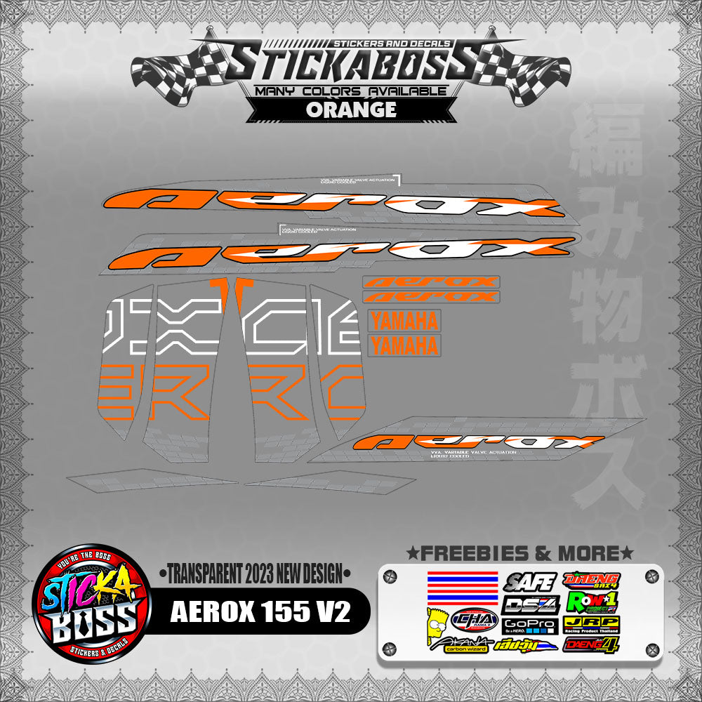 【PREMIUM UV PRINT】TRANSPARENT  AEROX 155 V2 MALAYSIAN DECALS ( 2023 NEW DESIGN )