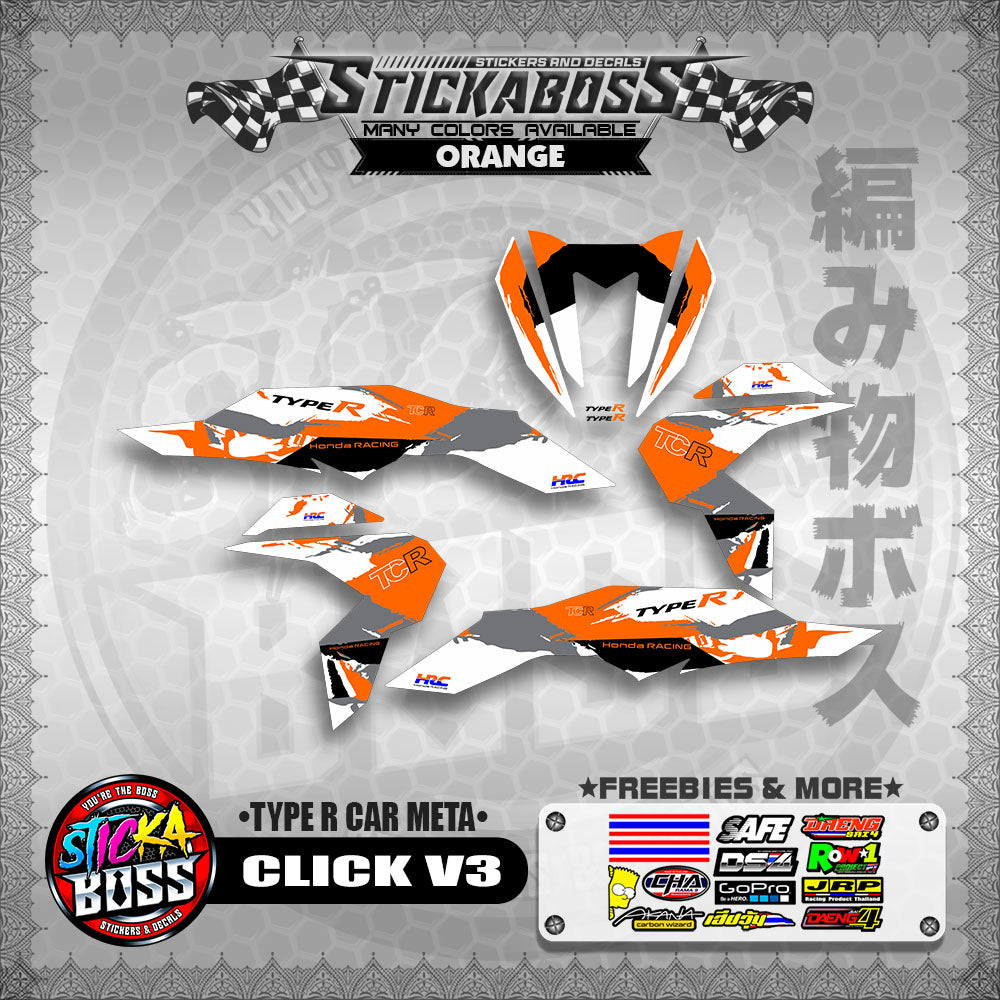 CLICK V3 AUTO CONCEPT STICKER DECALS ( TYPE R CAR META )【WITH FREEBIES】