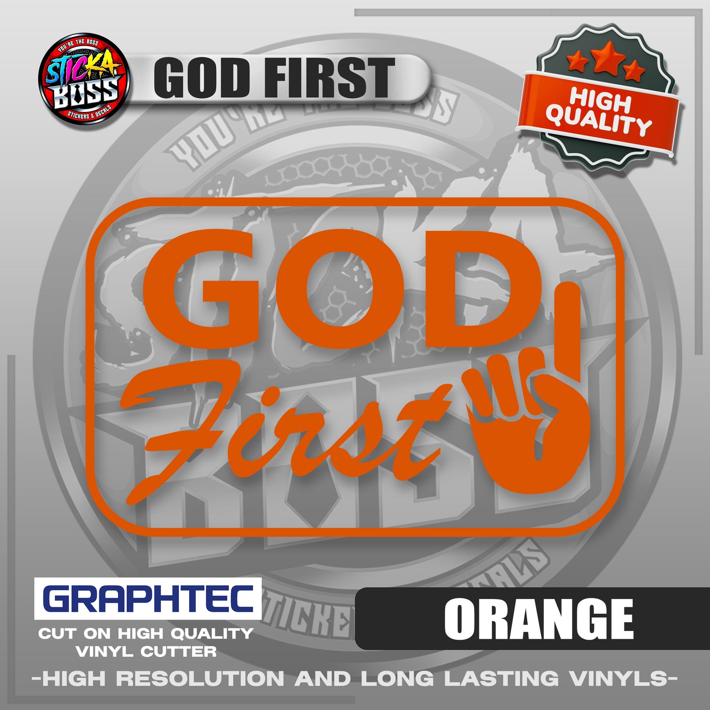 GOD FIRST | VINYL WATERPROOF CUT-OUT STICKER DECALS【Stickaboss】
