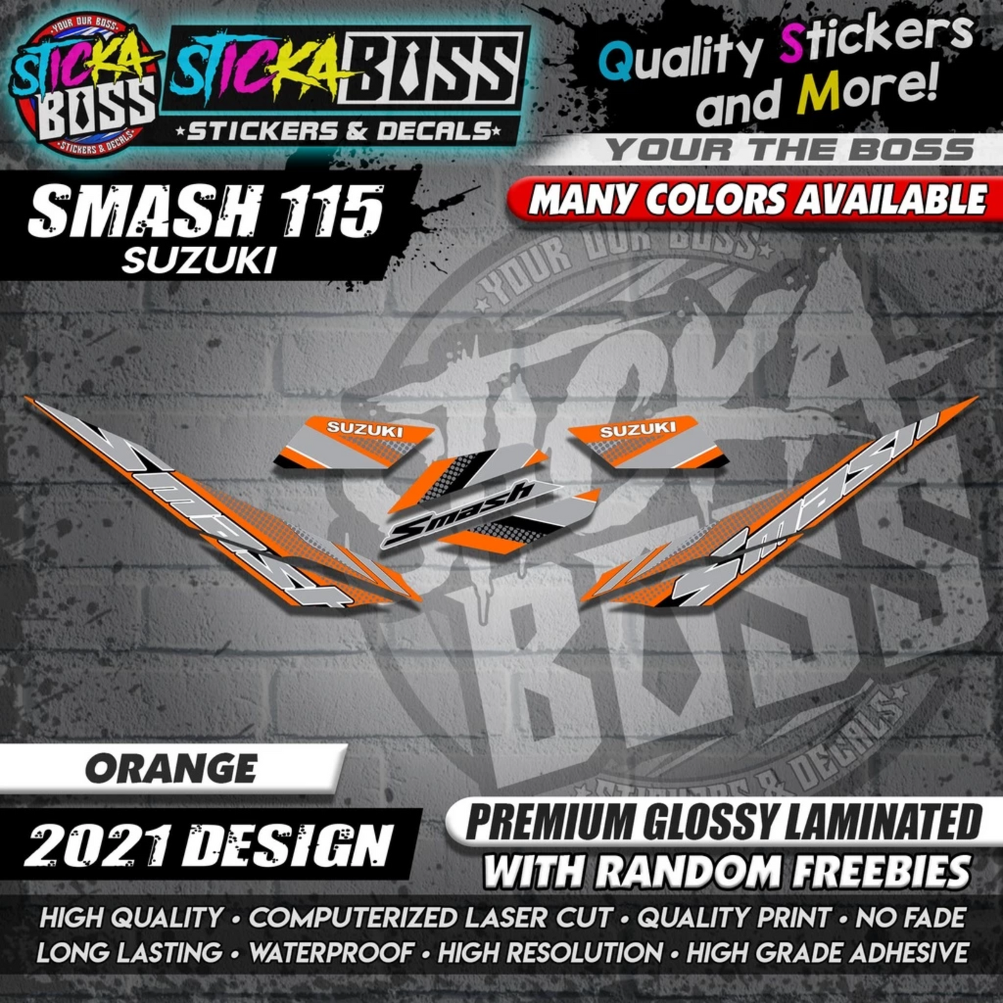 Suzuki Smash 115 Stock Decals ( 2021 DESIGN )【WITH FREEBIES】