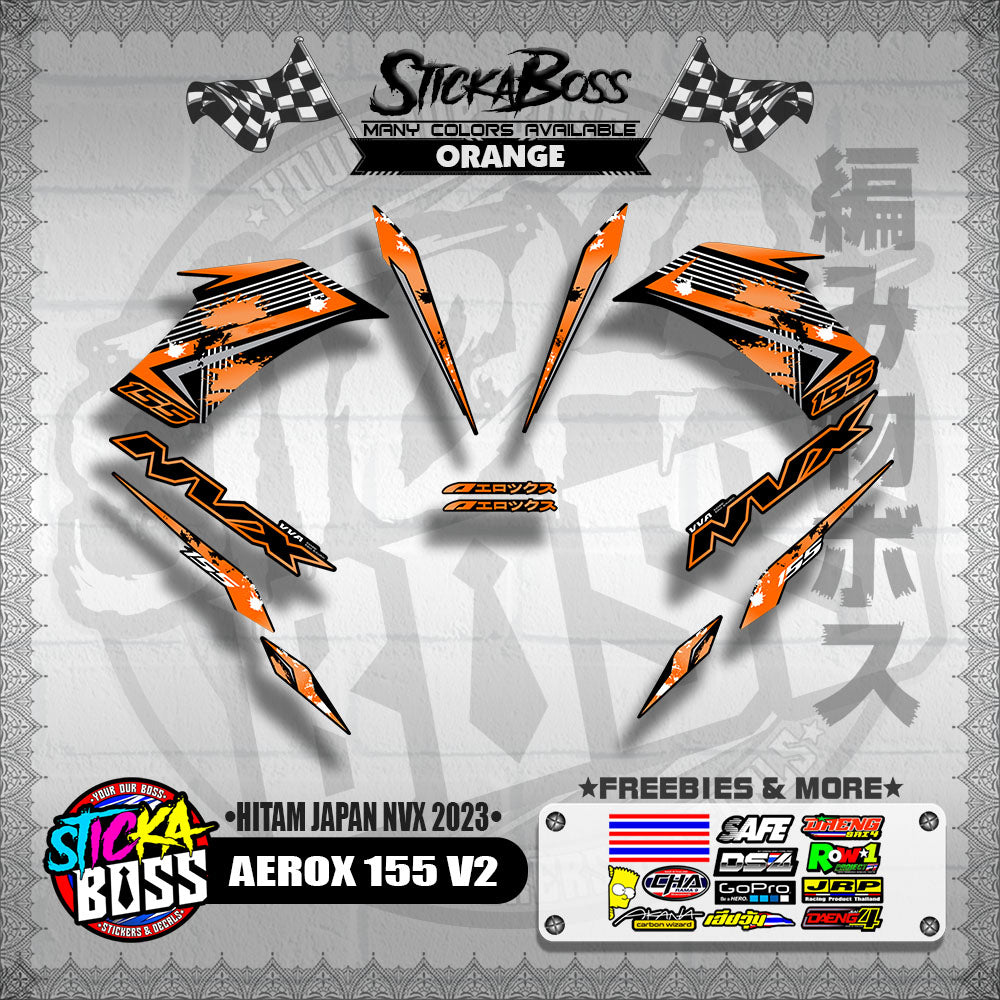AEROX 155 V2 DECALS ( HITAM JAPAN NVX 2023 )【WITH FREEBIES】