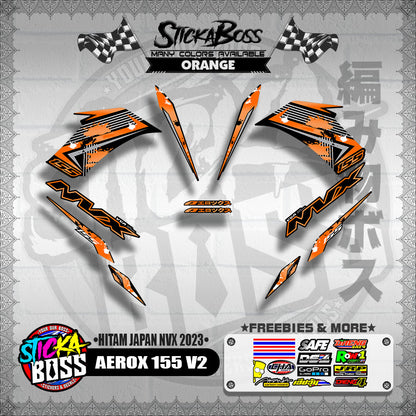 AEROX 155 V2 DECALS ( HITAM JAPAN NVX 2023 )【WITH FREEBIES】