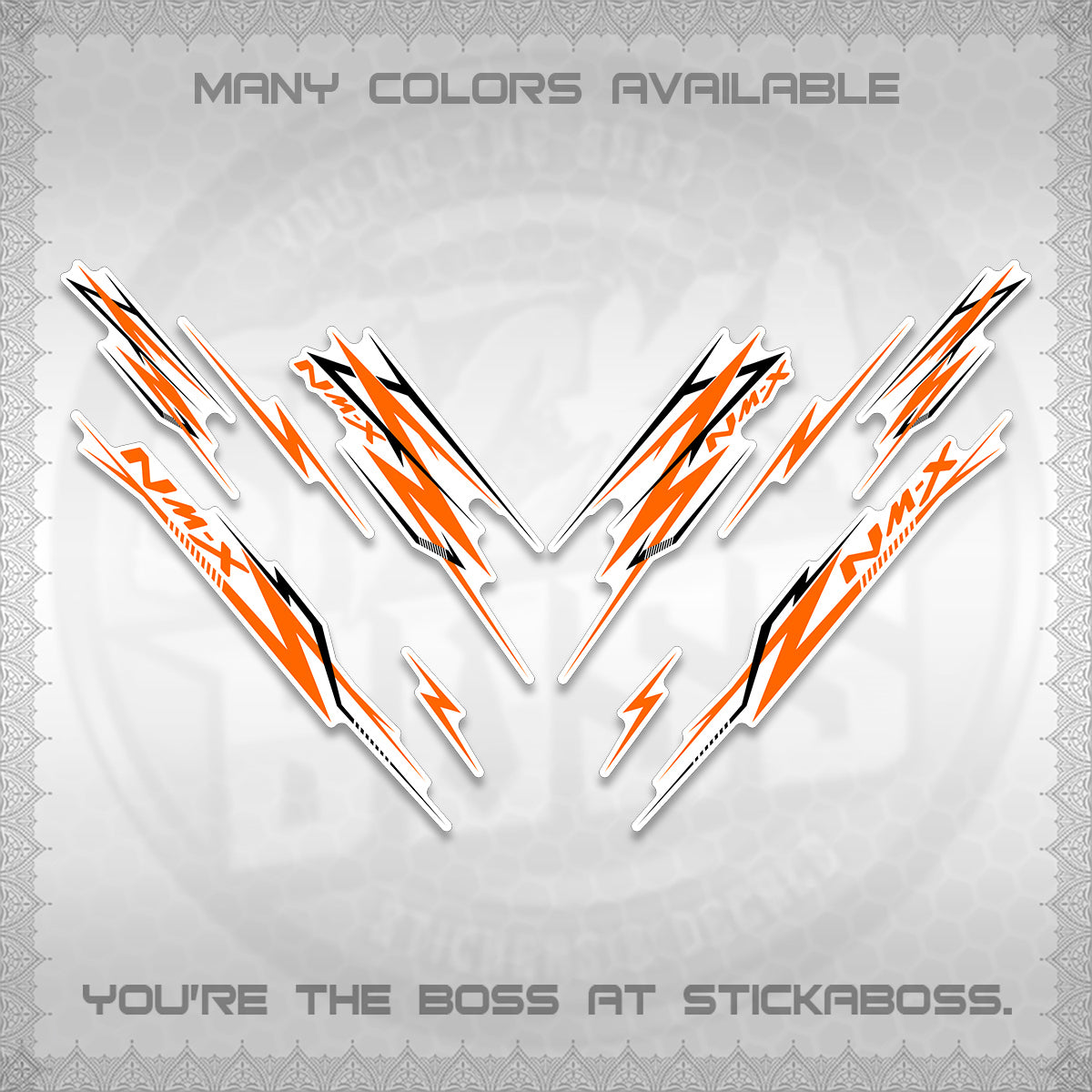 NMAX V2 FOR WHITE DECALS (2024 NM A8 STYLE) STICKER DECALS By STICKABOSS